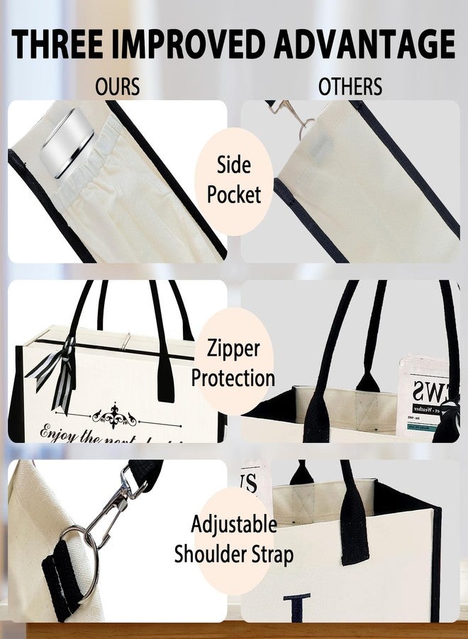 JOJHDR Phrase Canvas Beach Bag,Zipper and Slide Pockets,Bag Shoulder Strap and Bottom Support,Bridesmaids Gift,Casual Business Briefcase,Perfect Gifts for Birthday and Teacher （Checkerboard） - Image 4
